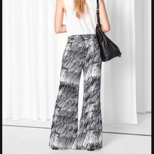 & Other Stories Wide Leg Printed Trousers Granite